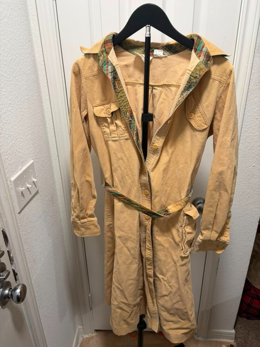Vintage 1970s JCPenney Corduroy Utility Shirt Dress / Long Duster Coat